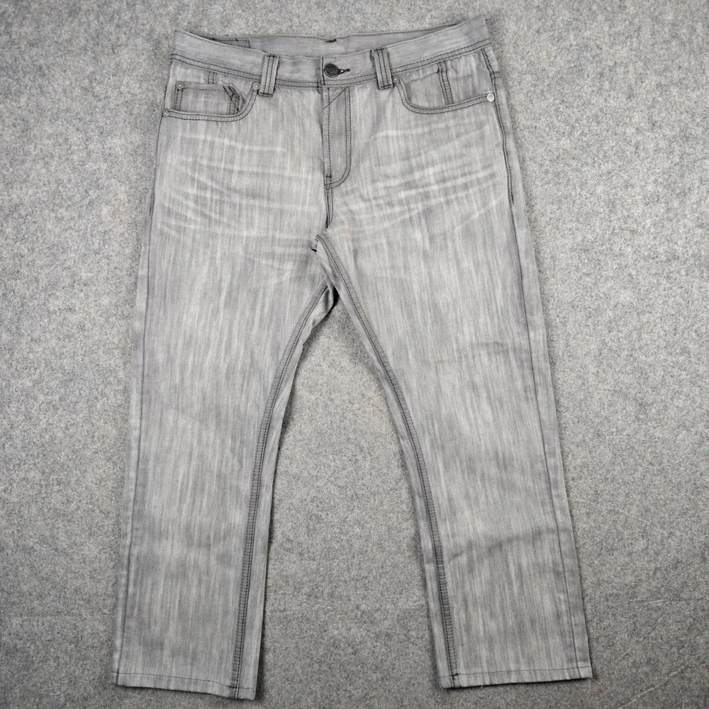 Levis 511 Slim Jeans Mens 34x26 Gray Zipper Back Pockets Grunge Hemmed Y2k
